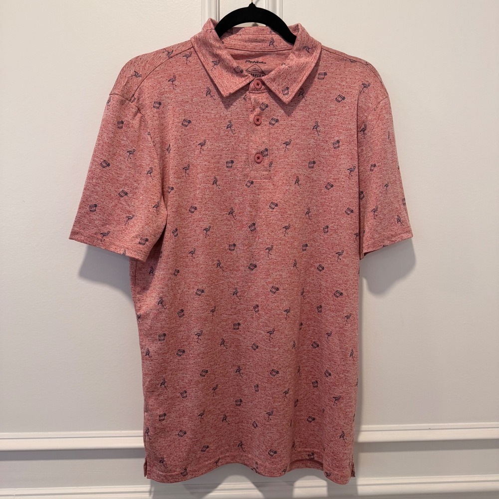 Flag & Anthem Madeflex Mens Performance Printed‎ Polo Flamingo Pink Small NWT